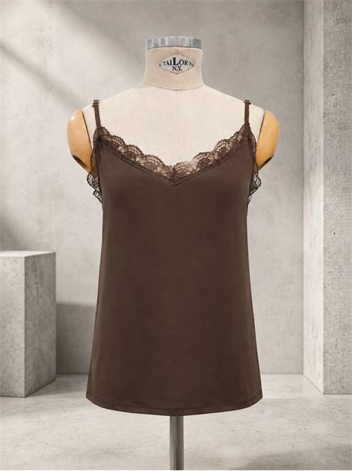 top spallino scollo pizzo SUSY MIX | K1701ECIOCCOLATO